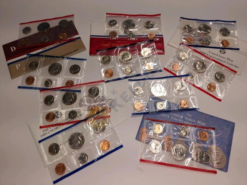 1984, 1987, 1988, 1989, 1991 Uncirculated Coins Sets