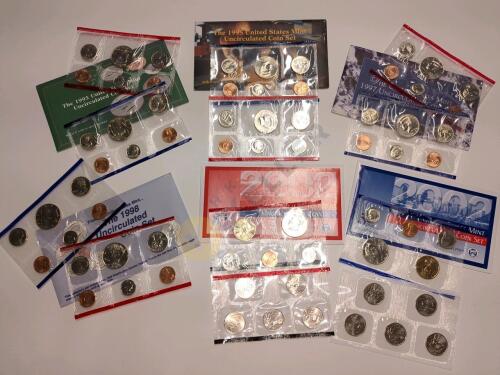 1993, 1995, 1997, 1998, 2002 Uncirculated Coin Sets