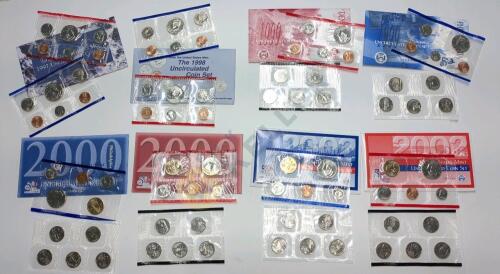 1997, 1998, 1999, 2000, 2002 Uncirculated Coin Sets