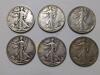 6 Walking Liberty Silver Half Dollar Coins