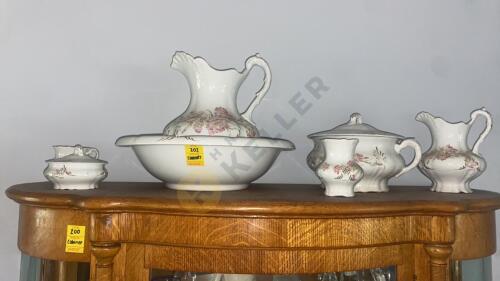 Antique Pitcher, Wash Basin, and Vanity Set