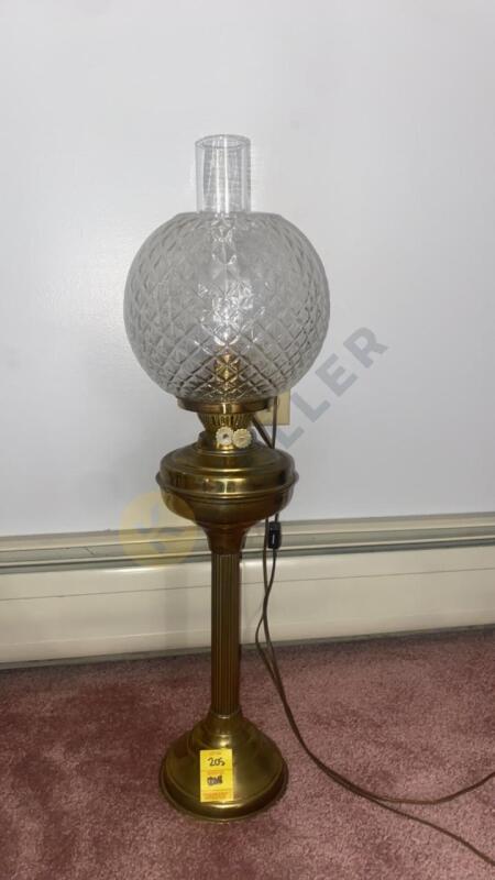 Vintage Brass and Glass Table Lamp