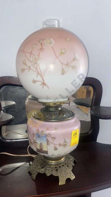 Vintage Glass Double Ball Hurricane Lamp