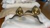 Brass Calla Lily Candle Holder and Vinage Linens - 2