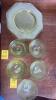 Antique Vaseline Crackle Glass Sherbert Dishes and Saucers - 4