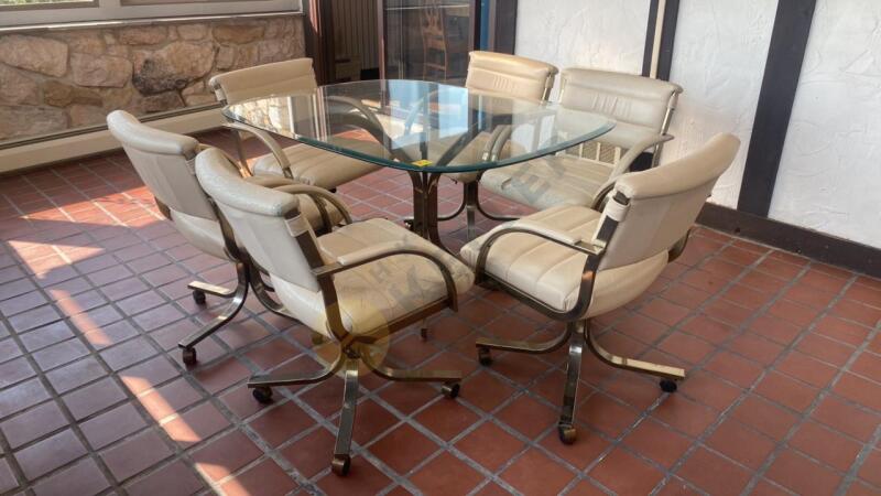 Glass Top Table and 6 Chairs