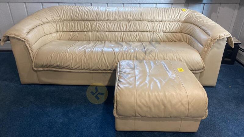 Leather Sofa and Ottoman