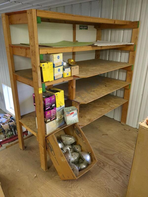 Light Bulbs, Wooden Shelf, and Paper