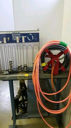 Hose Reel, Hose, and Clamps