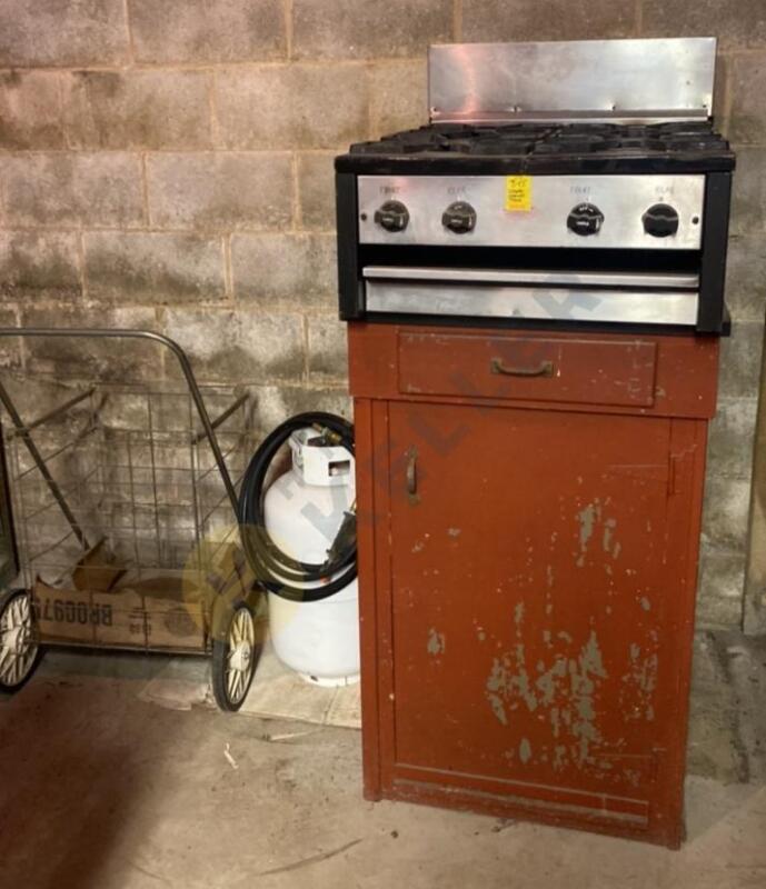 Stove, Cabinet, and Tank