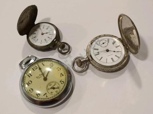 3 Pocket Watches - One is Silver