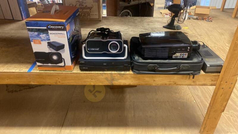 LCD Projectors, 8 Track Rewinder, and 6 DVD Player