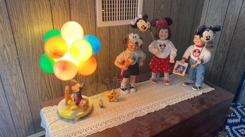 Mickey Mouse Club Porcelain Dolls and Mickey Mouse Balloon Lamp