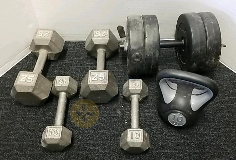 Dumbbells and Kettlebell