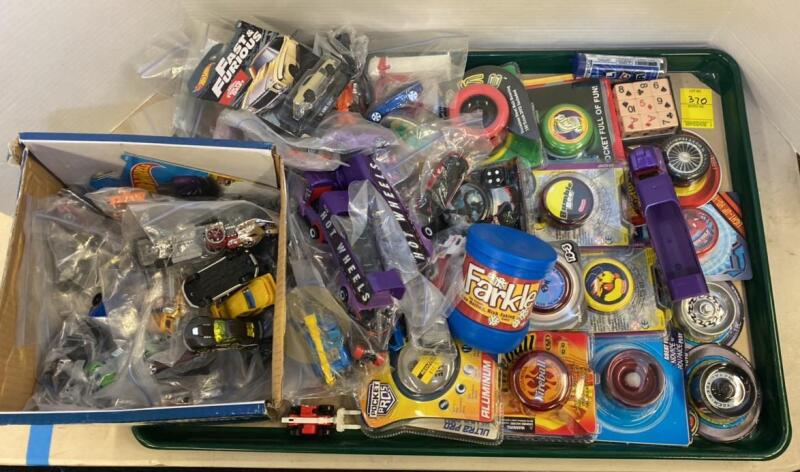 Collection of Yo-Yos, Matchbox and Hot Wheels Toy Cars, and More
