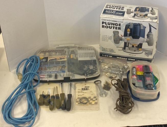 Plunge Router, Rotary Tool with Accessories, and More