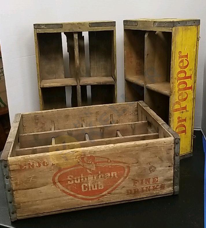 2 Dr. Pepper And Suburban Club Fine Drinks Wood Boxes
