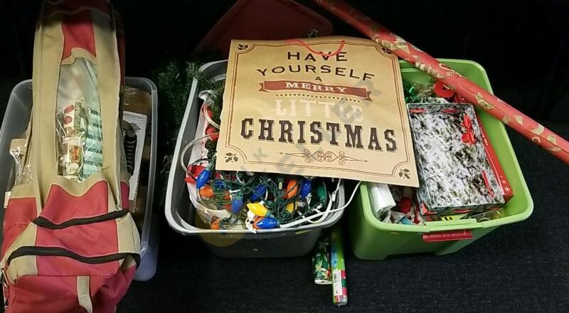 3 Storage Bins of Christmas Decor And More