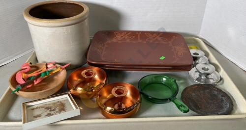 Stoneware Crock, Pfaltzgraff Trays, and More