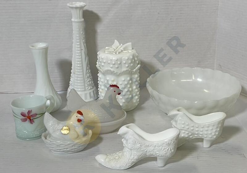 White Milk Glass Collectables and Dishes