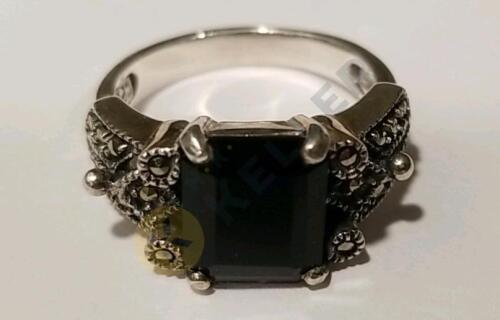 Sterling Silver Ring with Black Stone