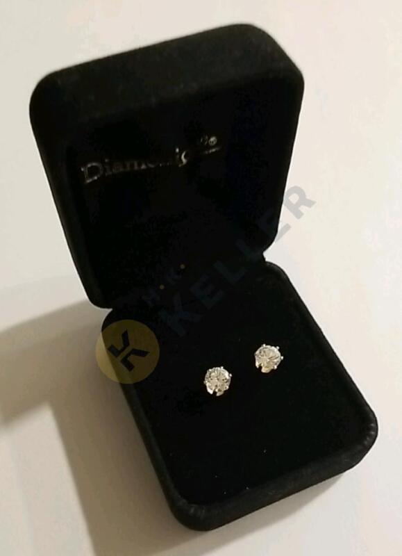 14K Gold Diamonique Stud Earrings