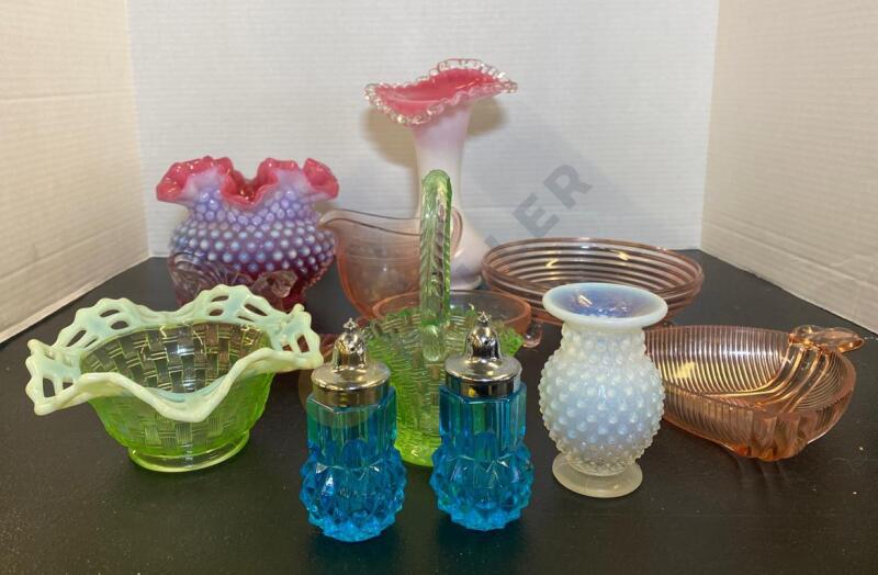 Vintage Fenton Hobnail Ruffled Glass and More