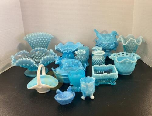 Blue Fenton, Heisey, Hobnail Glass, and More