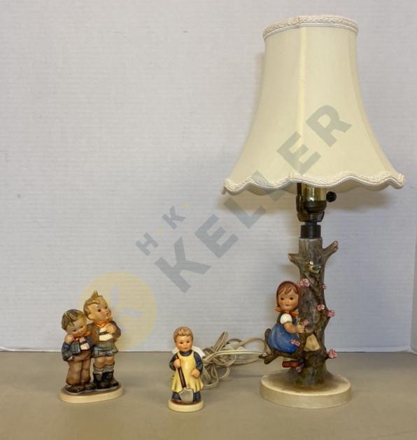 Hummel Lamp and 2 Figurines