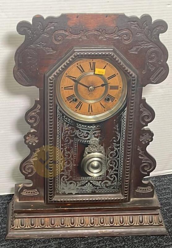 Antique Ansonia Clock Co. Wood Mantal Clock