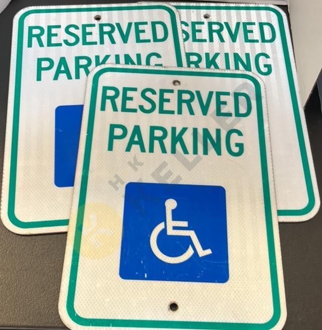 3 Handicapped Reserved Parking Signs
