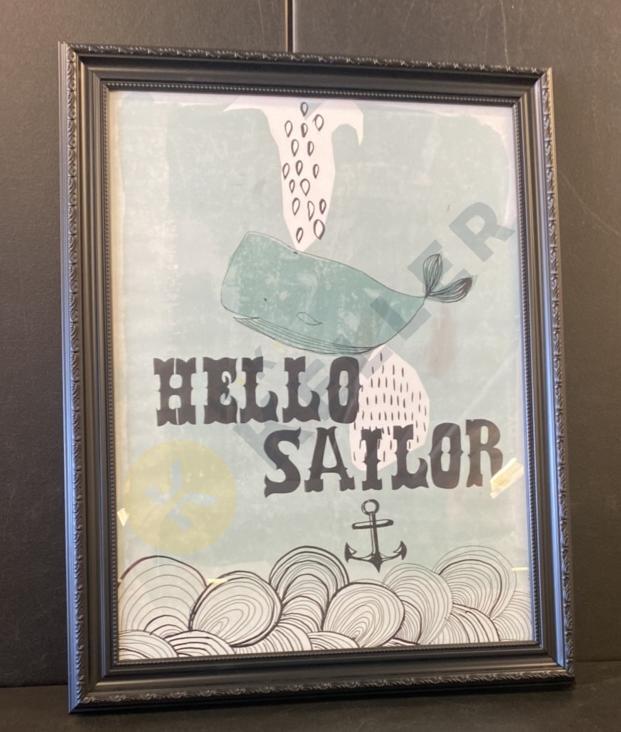 Framed "Hello Sailor" Whale Print