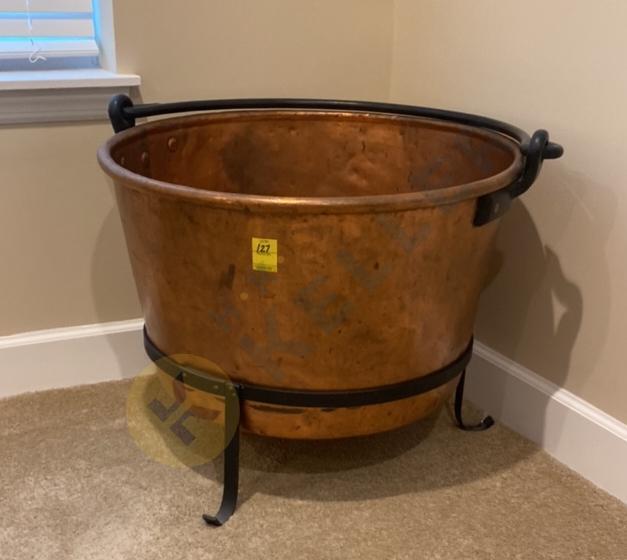 Copper Kettle on Iron Stand