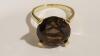 14K Gold Ring with Smokey Topaz Quartz Stone - 2