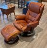 Leather Swival Chair & Ottoman - 3