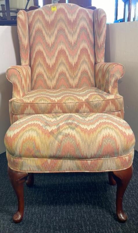 Upholstered Armchair with Footrest