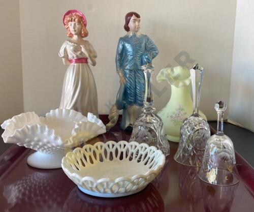 Fenton Vase, Ceramic Figurines, and More
