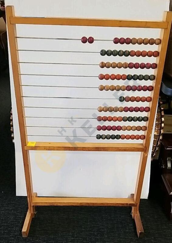 Vintage Mid Century Modern Wooden Standing Abacus Counting Tool
