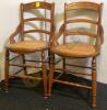 Pair of Wooden Cane Seat Chairs