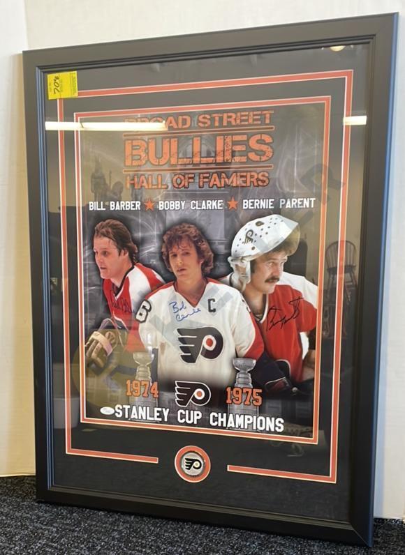 Framed Autographed Flyers Poster With JSA Basic Certification Authentication