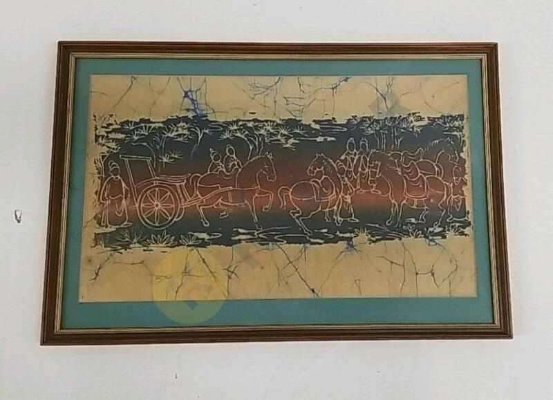 Framed Unique Oriental Print on Fabric