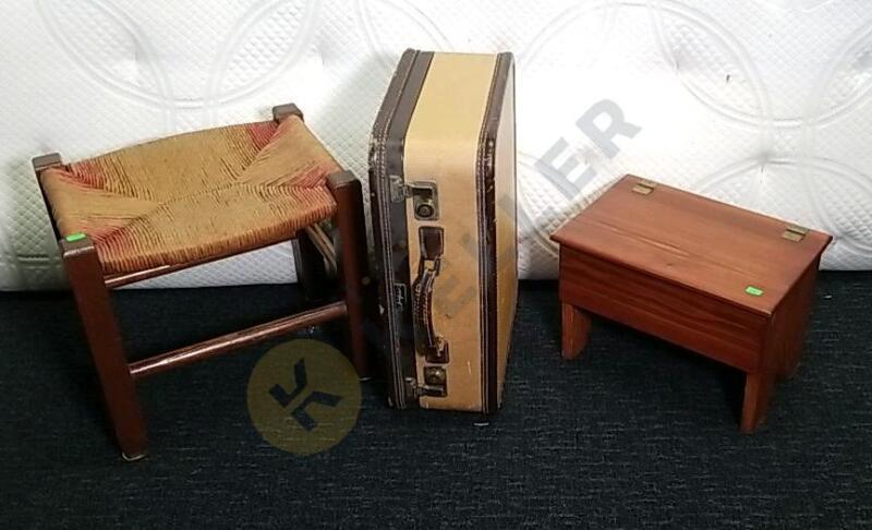 2 Stools And Vintage Suitcase