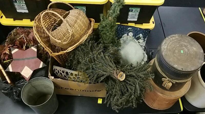 Rustic Faux Tree, Vintage Tin, Cheese Box, and More