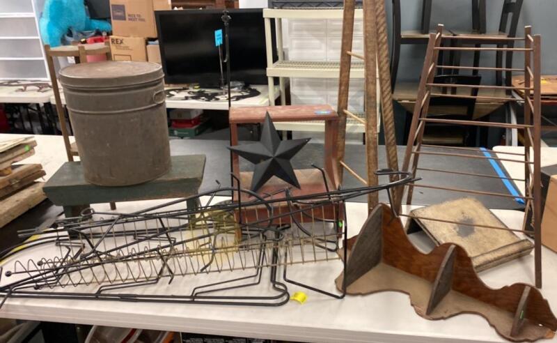 Primitive Decor, Star, Tin, Wooden Stools, and More