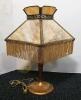 Vintage Metal Lamp with Glass Shade