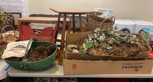 Dried Flowers, Plant Stand, Bushel Baskets, and More