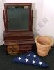 Wooden Chest, Kling Shaving Mirror, and American Flag