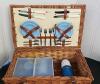 Picnic Basket, Sewing Box, and Wooden Flatware Box - 3