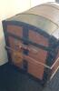 Antique Dome Steamer Trunk And Vintage Doll Cradle - 6