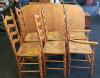 Table with 6 Ladder Back Rush Seat Chairs and 2 Extra Leaves